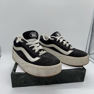 Vans Cal Skool Platform Mens 10 Black White Chunky Old Skool Style Sneakers